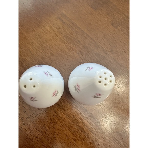 VTG Style House Salt & Pepper Shakers Fine China "Rosette" 3 1/2" Made In Japan - Picture 2 of 6